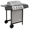 vidaXL Gassgrill med 4 brennere svart og s&oslash;lv