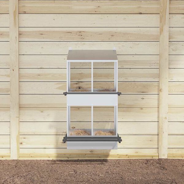 vidaXL kyllinghekkeboks med 4 rom galvanisert sølvmetall