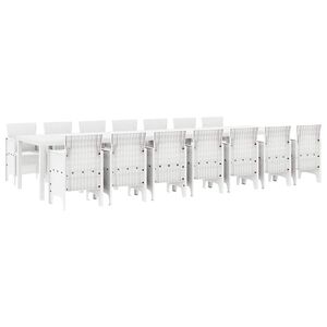 vidaXL Hage Spisestue Set med Puter 15 stk. Hvit PP