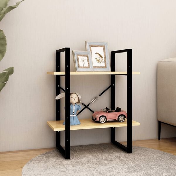 vidaXL Bokhylle 2 nivåer 60x30x70 cm heltre furu