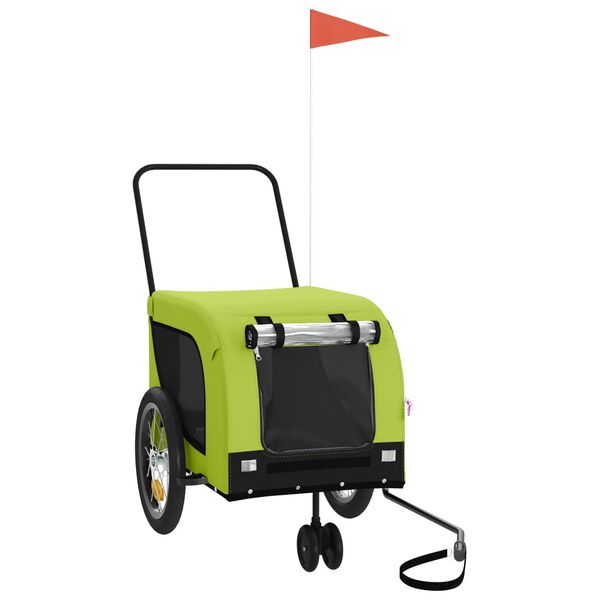 vidaXL Kj&aelig;ledyrsykkelhenger gr&oslash;nn og svart oxfordstoff og jern