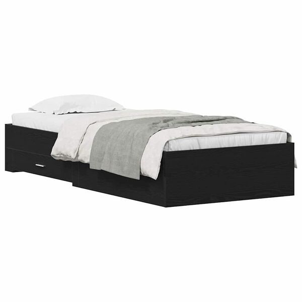 vidaXL Sengestamme med skuff Svart Eik 90 x 190 cm Konstruert tre
