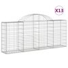 vidaXL Gabionkurver buede 13 stk 200x30x80/100 cm galvanisert jern