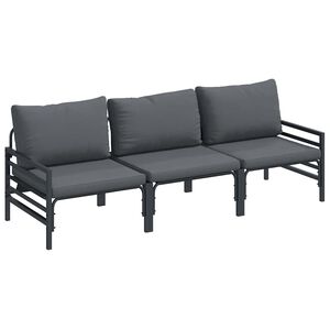 vidaXL Hagesofa Set med pute 3 pcs Svart St&aring;l