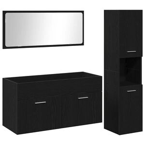 vidaXL Baderomsinnredningssett 3 stk. Svart Eik 90 x 38,5 x 46 cm