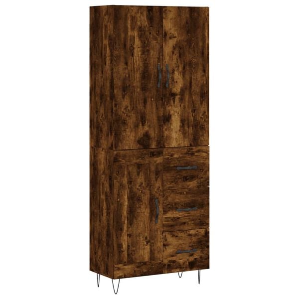 vidaXL Highboard r&oslash;kt eik 69,5x34x180 cm konstruert tre