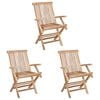 vidaXL Foldbar Hage Stol 3 stk. Naturlig Massivt Teaktre