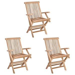 vidaXL Foldbar Hage Stol 3 stk. Naturlig Massivt Teaktre
