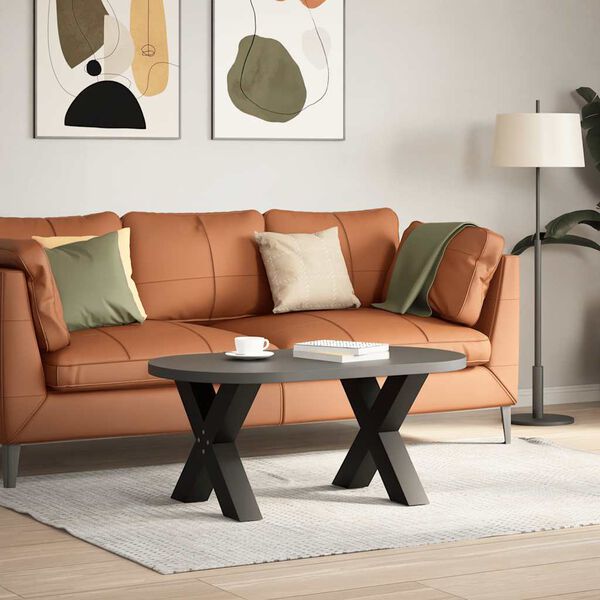 vidaXL Salongbordben X-formet 2 stk svart 50x(42-43) cm stål