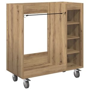vidaXL Golfskap med hjul Ensfarget Artisan Eik 90 x 45 x 98 cm