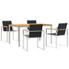 vidaXL Hage Spisegruppe 5 stk. Massiv teak og rustfritt st&aring;l