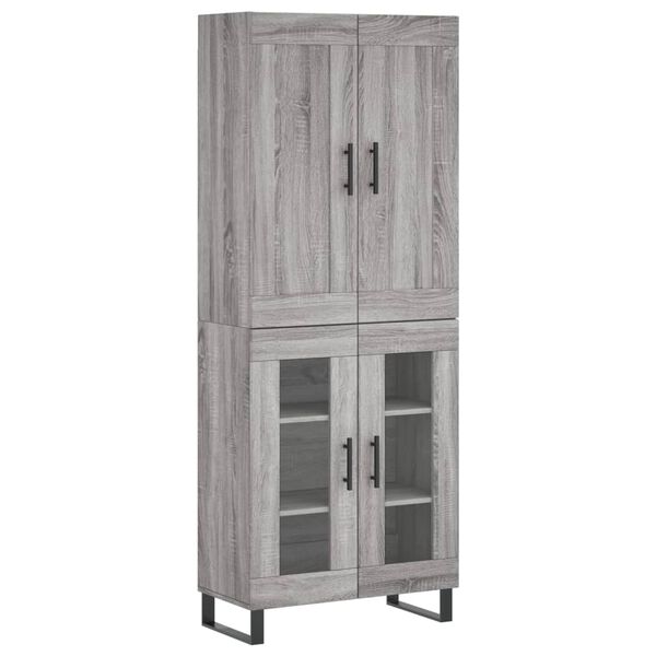 vidaXL Highboard gr&aring; sonoma 69,5x34x180 cm konstruert tre