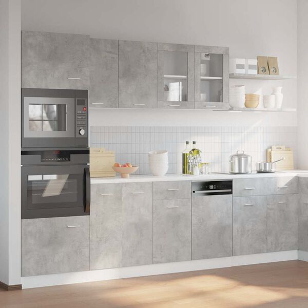 vidaXL Kj&oslash;kkenskapsett 7 deler Lyon betonggr&aring; konstruert tre