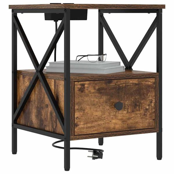 vidaXL Nattbordskap 2 pcs R&oslash;kt eik 41,5 x 40,5 x 55 cm Konstruert tre