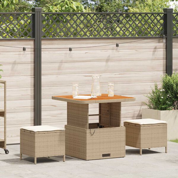 vidaXL Hage Spisegruppe Beige Poly rattan
