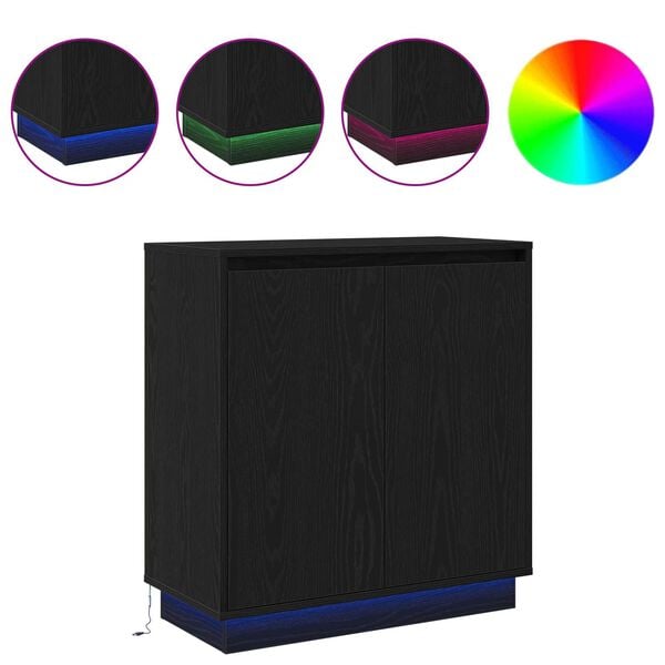 vidaXL Sidebord med hylle Svart Eik 71 x 34,5 x 75 cm Konstruert tre