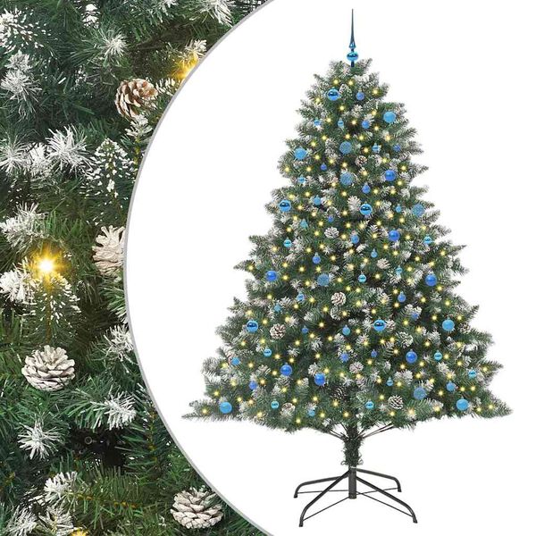 vidaXL Kunstig juletre med 300 LED gr&oslash;nn 240 cm PVC og plast og st&aring;l
