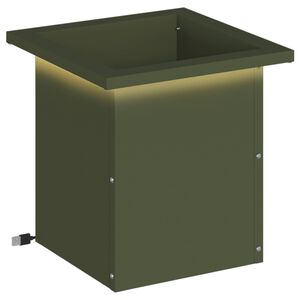 vidaXL Hageplantekasse med LED Olivengr&oslash;nn 30 x 30 x 30 cm St&aring;l