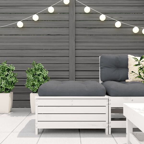 vidaXL Hagefotskammel hvit 62x63,5x32 cm heltre furu