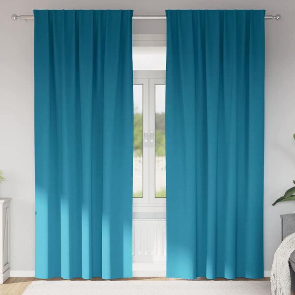 vidaXL M&oslash;rkleggende Gardiner med Ringer 2 pcs Turkis 245 x 140 cm