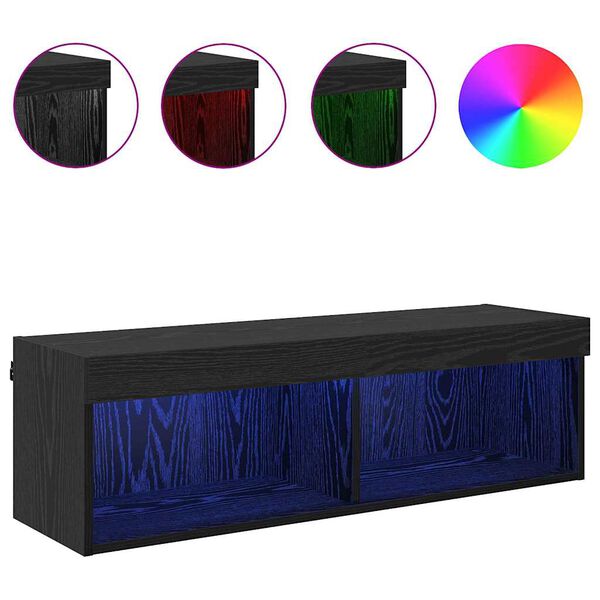 vidaXL TV Veggskap Panama Svart Eik 100 x 30 x 30 cm Konstruert tre