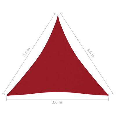 vidaXL Solseil oxfordstoff trekantet 3,6x3,6x3,6 m rød