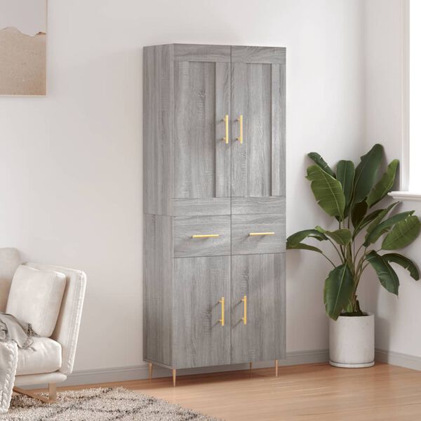 vidaXL Highboard gr&aring; sonoma 69,5x34x180 cm konstruert tre