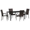 vidaXL Hage Spisegruppe 5 pcs Brun Pulverlakkert st&aring;l