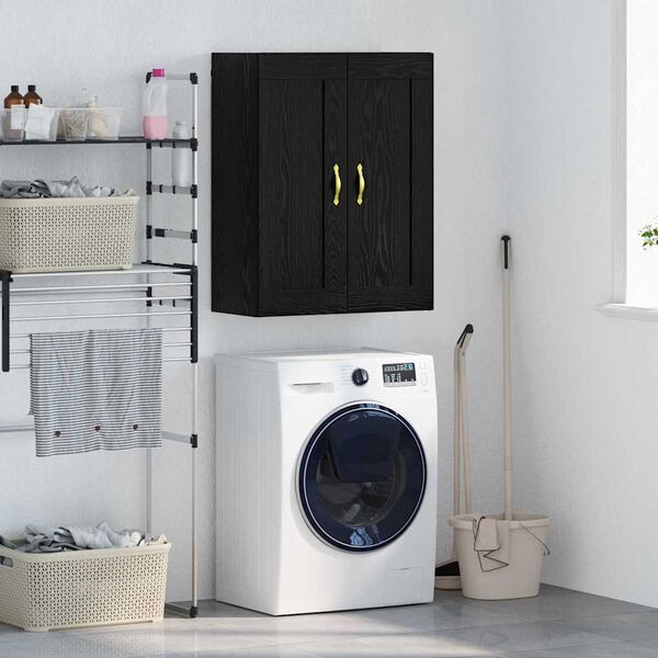 vidaXL Veggskap Svart Eik 69,5 x 34 x 90 cm Konstruert tre