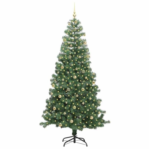 vidaXL Juletre med 300 LED med stativ gr&oslash;nn 240 cm PVC