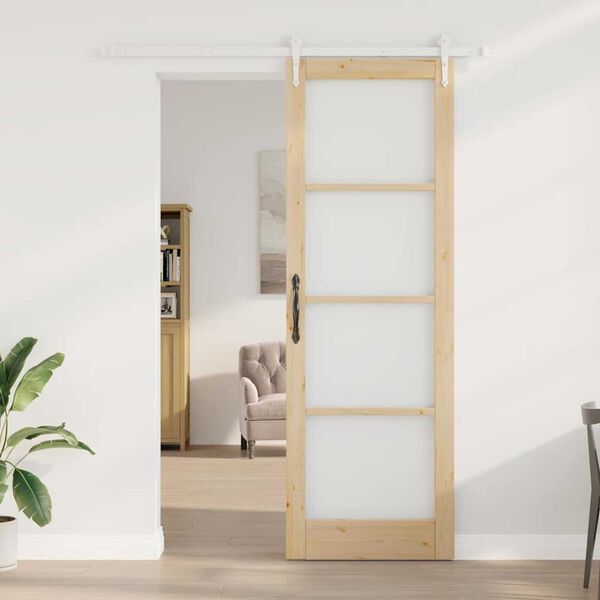 vidaXL Skyved&oslash;r Naturlig 78 x 232 cm Massivt furutre og glass