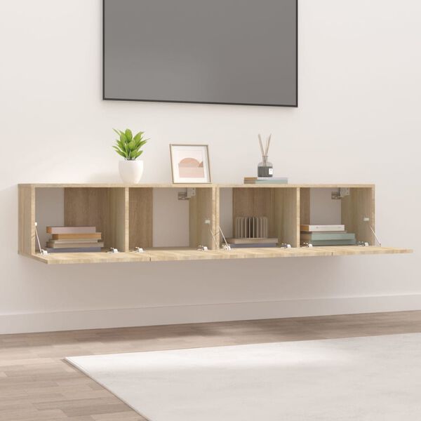 vidaXL TV-benker 2 stk sonoma eik 80x30x30 cm konstruert tre