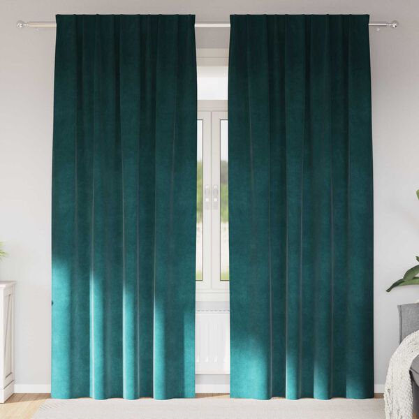 vidaXL Blendingsgardiner 2 pcs Mørkegrønn 140 x 245 cm Fløyel
