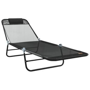 vidaXL Sammenleggbar solstol Svart 182 x 55 x 85,5 cm Textilene