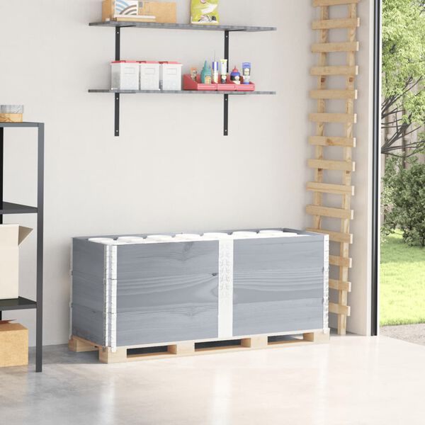vidaXL Pallekarmer 3 stk gr&aring; 150x50 cm heltre furu