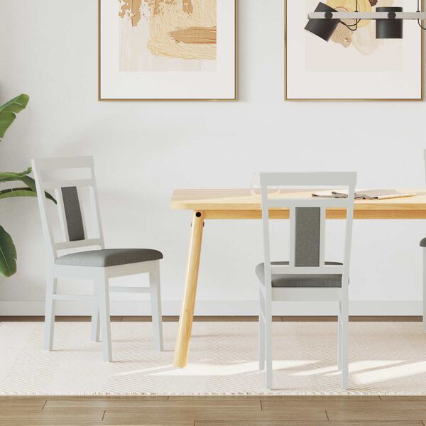 vidaXL Spisestuestol 2 pcs Hvit og Gr&aring; Solid Gummitre