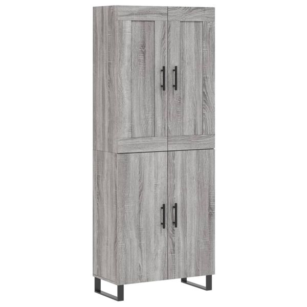vidaXL Highboard grå sonoma 69,5x34x180 cm konstruert tre