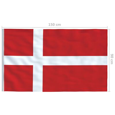 vidaXL Dansk flagg og stang aluminium 6 m