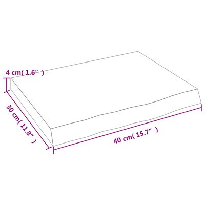 vidaXL Benkeplate til bad 40x30x(2-4) cm ubehandlet heltre