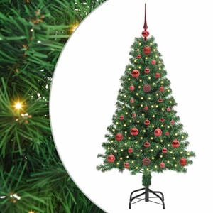 vidaXL Kunstig juletre med 150 LED gr&oslash;nn 120 cm PVC og St&aring;l og Plast