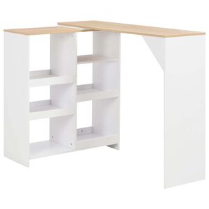 vidaXL Barbord med flyttbar hylle hvit 138x39x110 cm