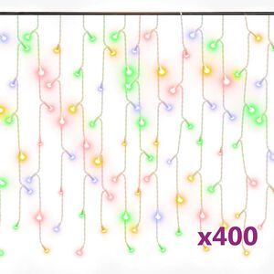 vidaXL LED-lysgardin med istapper 10 m 400 LED fargerik 8 funksjoner