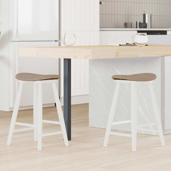 vidaXL Spisestoler 2 pcs Hvit 46 x 37 x 63 cm Solid Gummitre