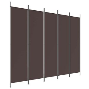 vidaXL Romdeler 5 paneler brun 250x200 cm stoff