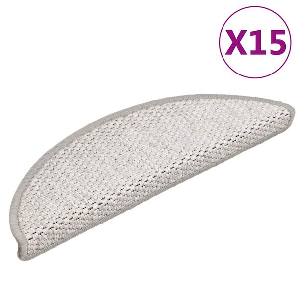 vidaXL Selvklebende trappematter sisal 15 stk 56x17x3 cm platina