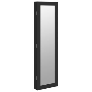 vidaXL Vegghengt smykkeskap med speil svart 30x8,5x106 cm
