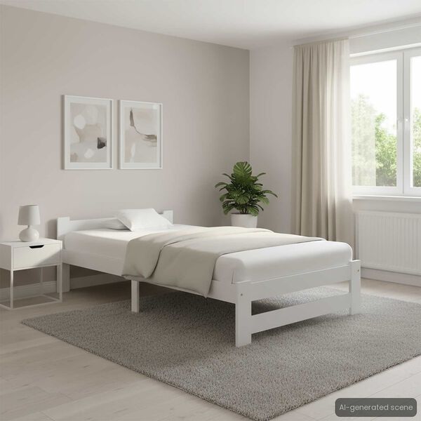 vidaXL Sengeramme hvit heltre furu 100x200 cm