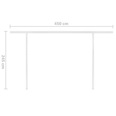 vidaXL Manuell uttrekkbar markise med LED 4,5x3 m kremhvit