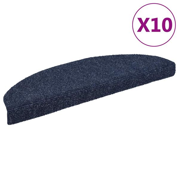 vidaXL Trappematter selvklebende 10 stk 65x21x4 cm bl&aring; halvrund store