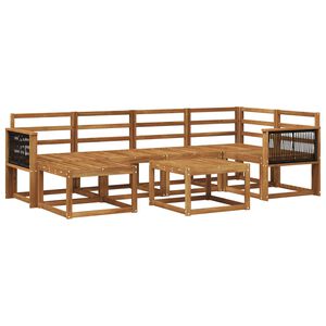 vidaXL Utend&oslash;rs sofa-sett 7 pcs Naturlig Solid akasietre